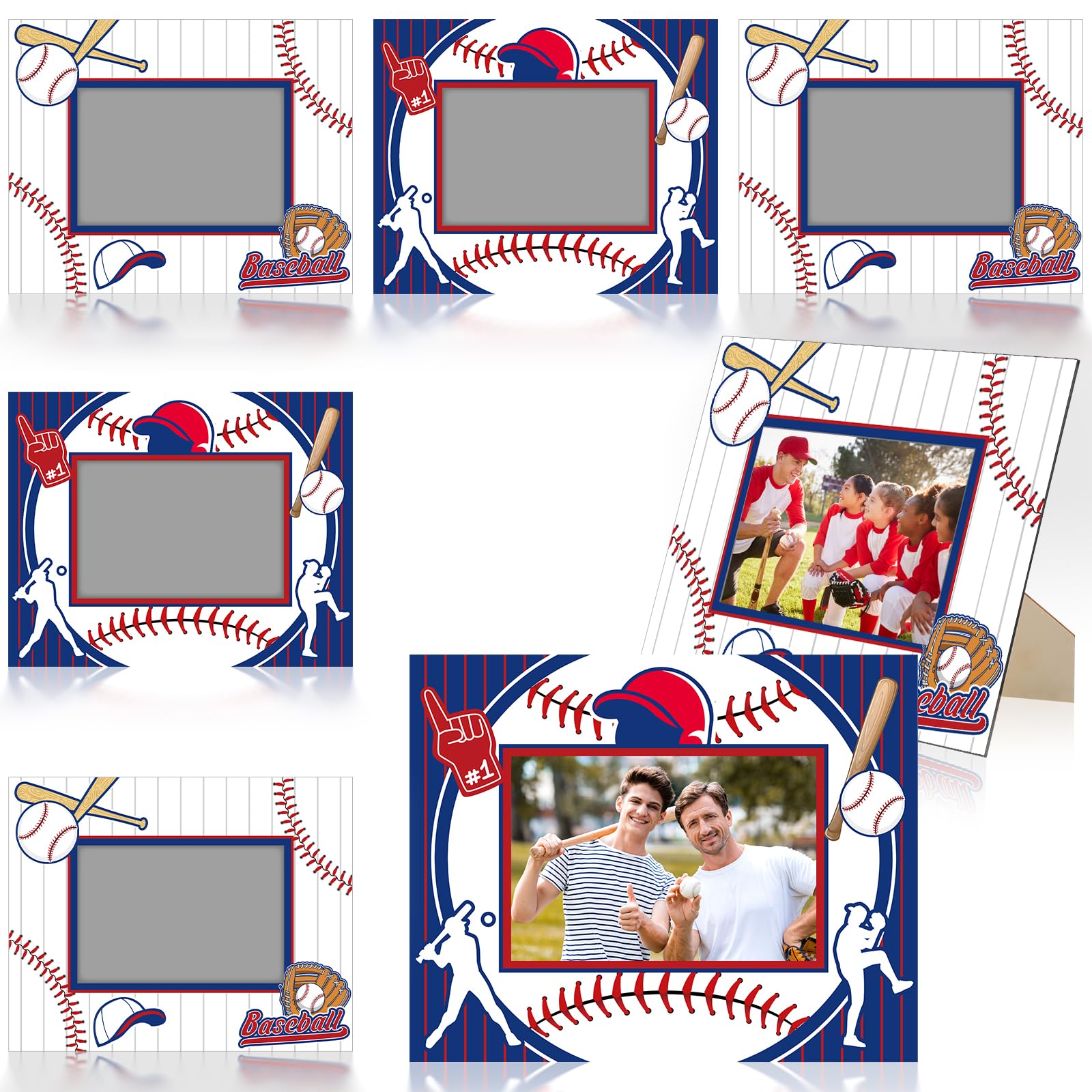 Amazon.com - Sumind 6 Pcs Baseball Picture Frame Wooden Sport